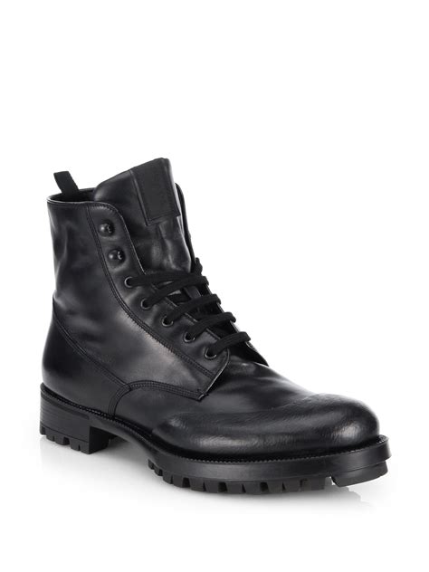 prada combat boots men|prada men's leather ankle boots.